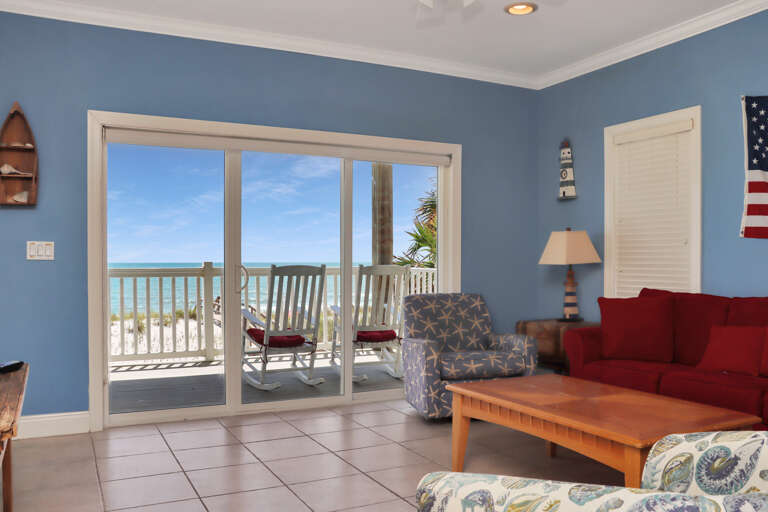 First Floor Beachfront Living Area with Deck Access