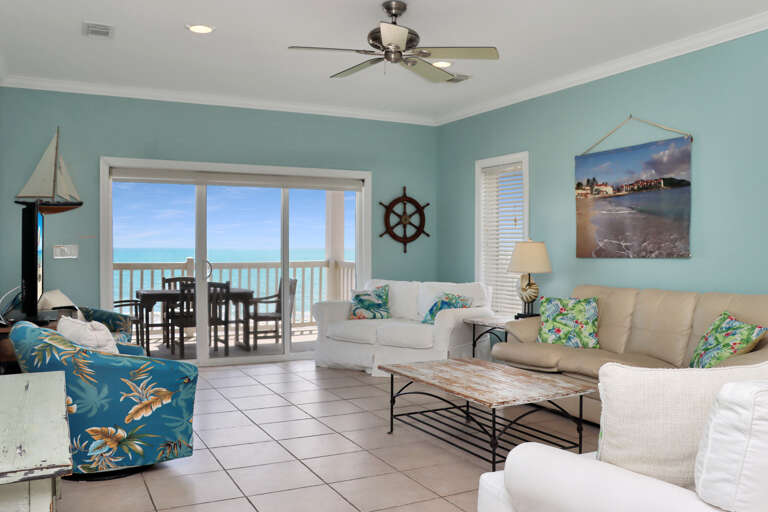 Living Room with Beachfront Deck