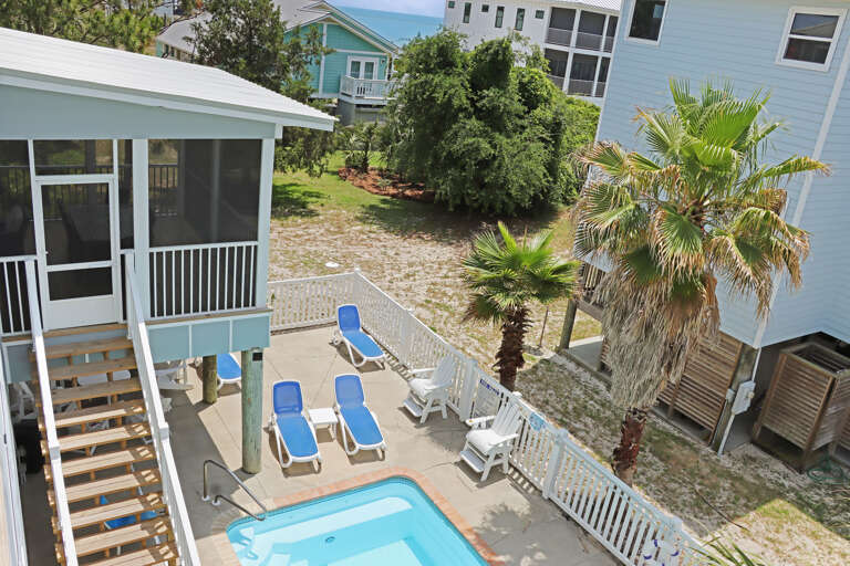 View of Screened Deck, Pool and Gulf Water