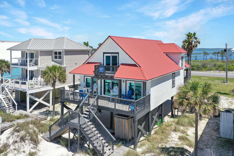 Beachside Exterior with Outdoor Shower Under House