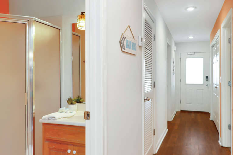 Hallway to Bedrooms and Full Bathroom