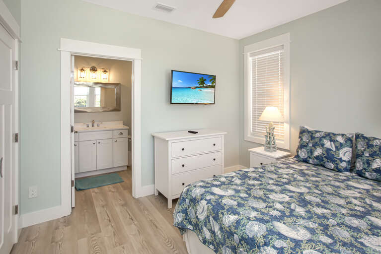 Bedroom 1 with TV & Full Bath