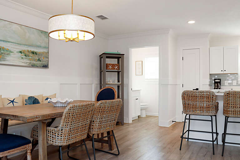 Dining, Kitchen and Half Bathroom