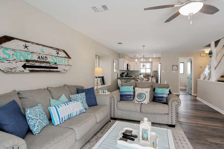 Living Room, Dining & Kitchen