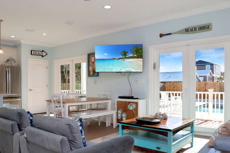 Living Area with View of Swimming Pool