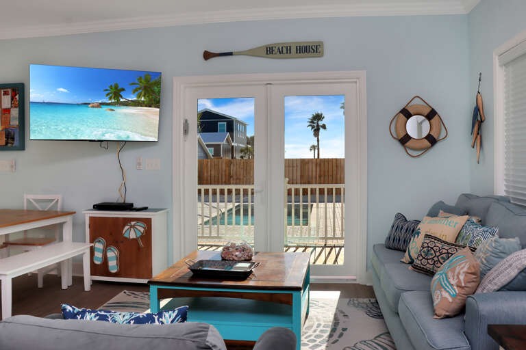 Living Room View of Swimming Pool