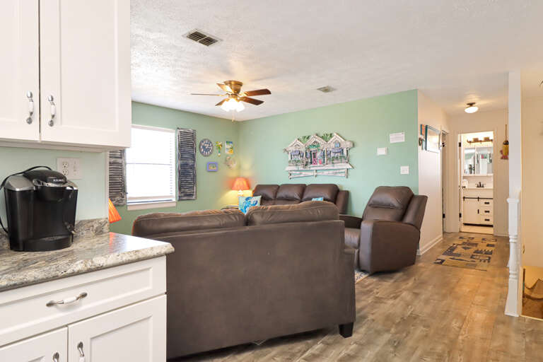 Living Room and Full Bathroom