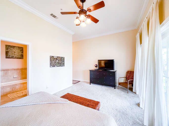 Bedroom 1 with Full Bath and TV