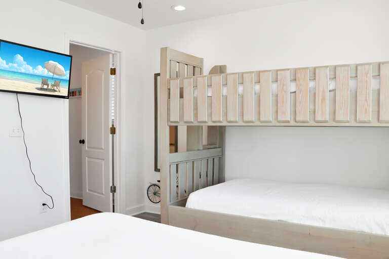 Bedroom 1 with TV and Full Bath