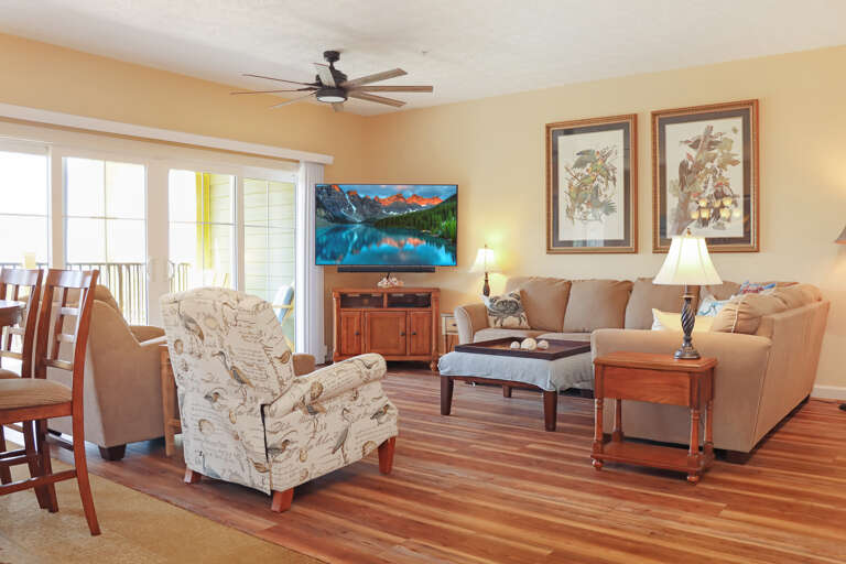 Beachfront Living Room with TV
