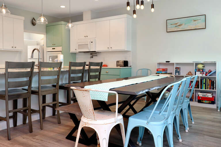 Dining Area and A Shelf Full of Games