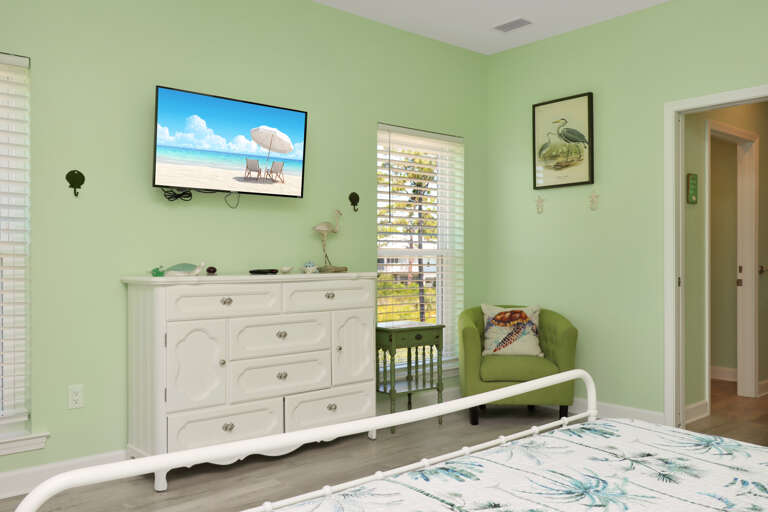 Bedroom 2 with TV and Master Bath
