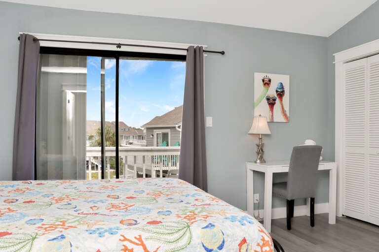 Bedroom 2 - View onto Deck and Workspace