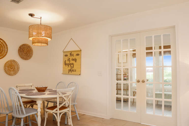 French Doors Provide Privacy Between Main Living Area and Sunroom