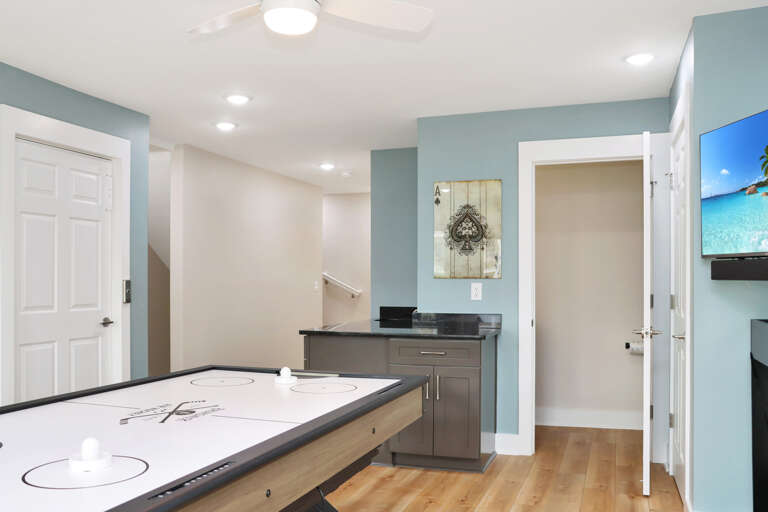 Game Room with Half Bath and Wet Bar