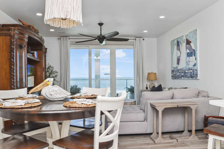 Beachfront Living Room and Dining Area