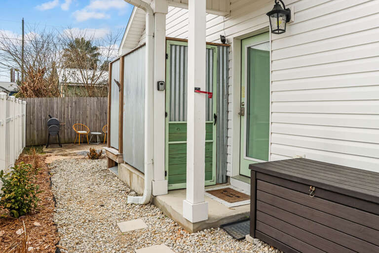 Front Door Entrance with Side Walkway to Backyard
