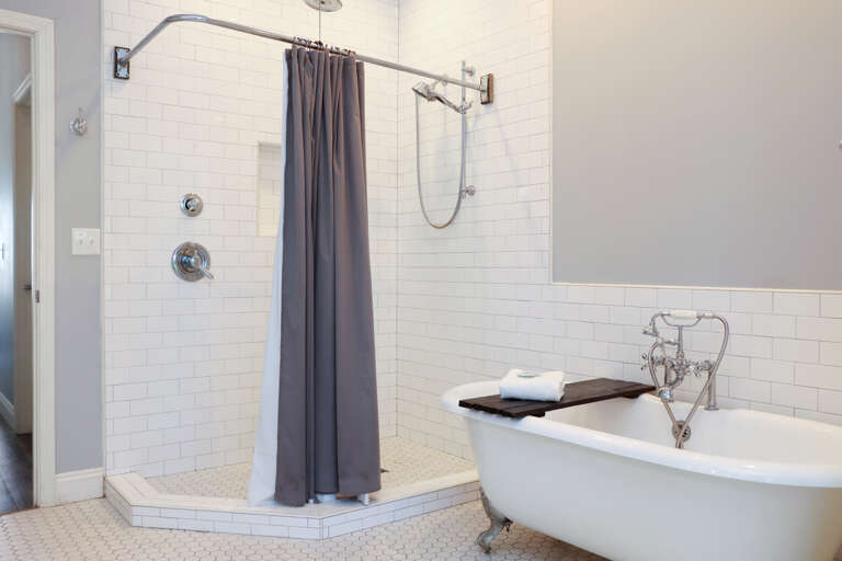 Large Shower and Clawfoot Tub
