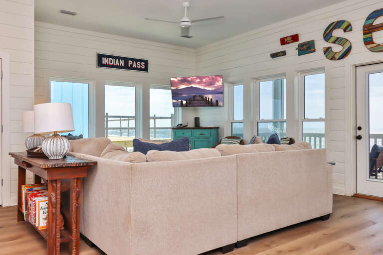 Beachfront Living Room with TV