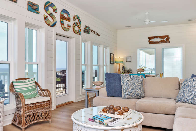 Living Area with Beachfront Deck