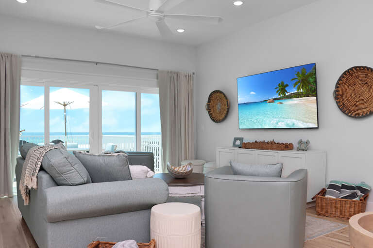 Beach Front Living Room with TV