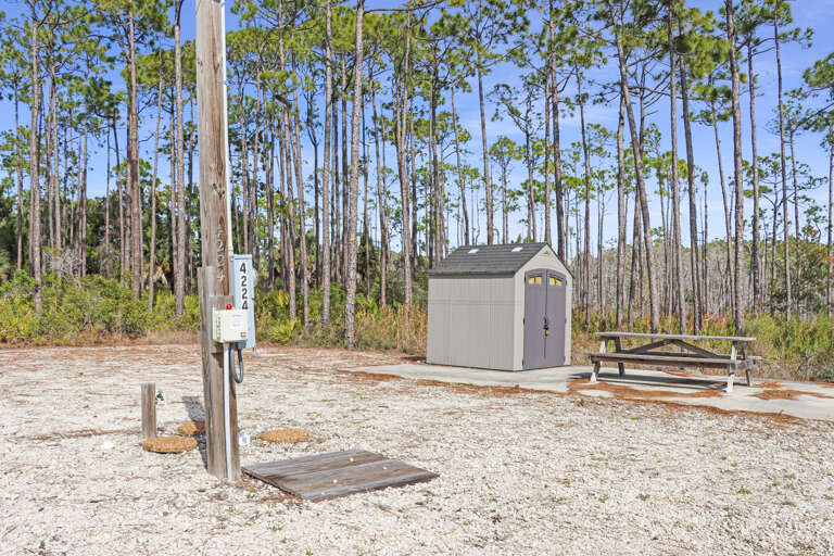 Power Pole and Water, Picnic Area and Storage