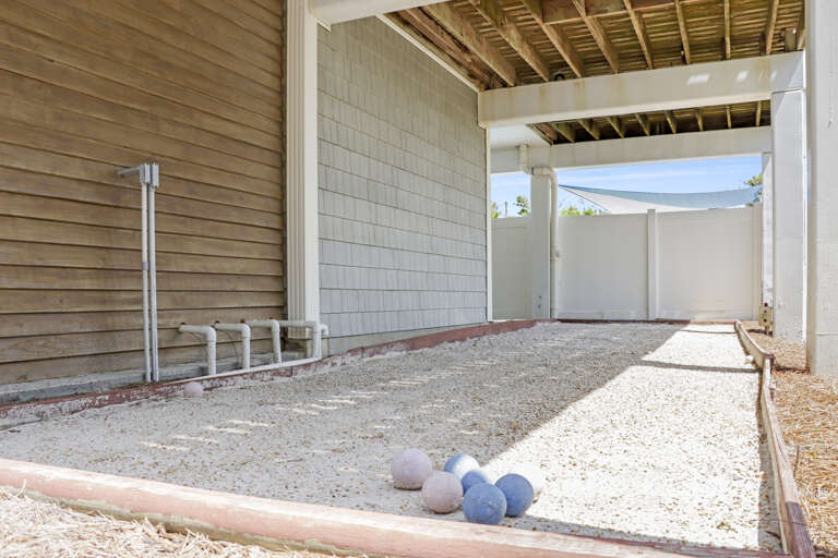 Bocce Ball Pit Under the House