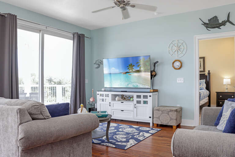 Living Room - Beach View Deck, TV and Bedroom 3