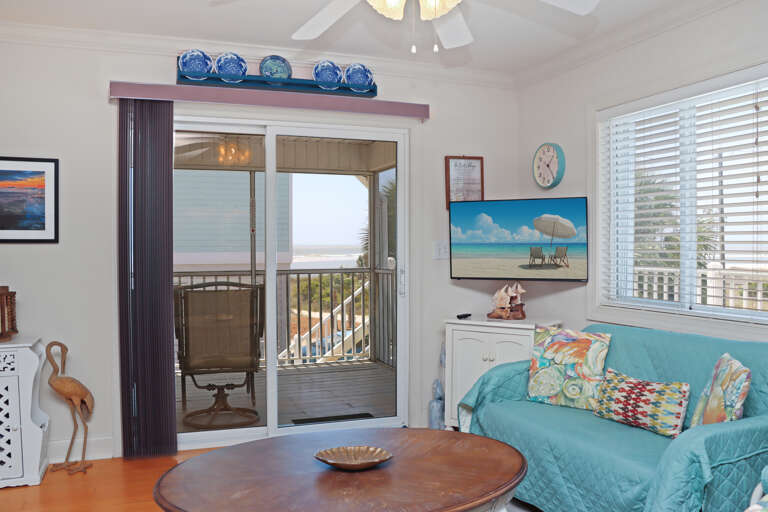 Living Room with View onto Screened Deck
