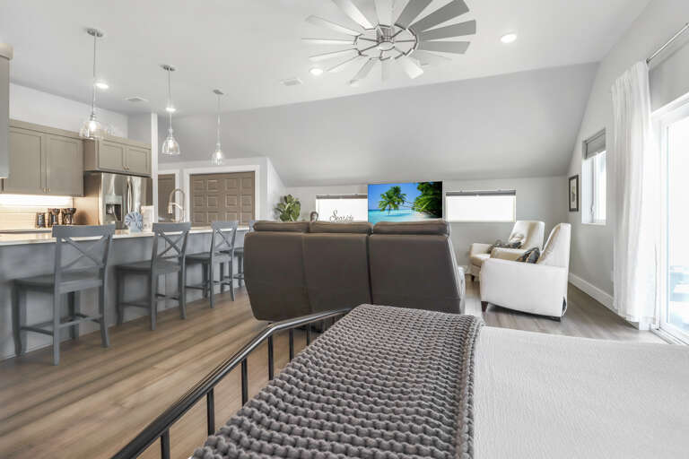 View of Studio Style Living Area from Bed