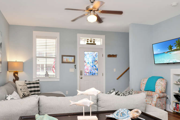 Living Room with View onto Screen Porch