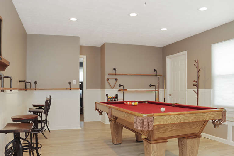 Game Room with Custom Bar Seating