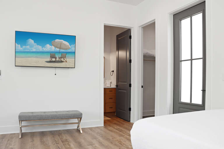 Bedroom 1 - TV, Full Bathroom, and Deck