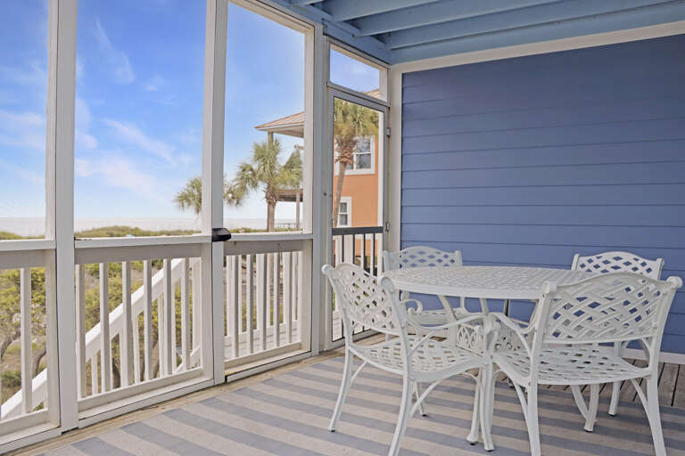Screened Deck with Beach View and Outdoor Dining