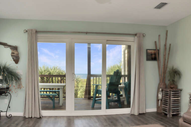 Living Room with Beachfront Deck Living Room with Beachfront Deck