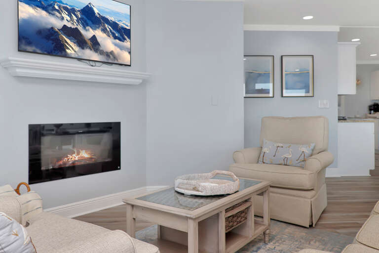 Living Room with TV and Fireplace