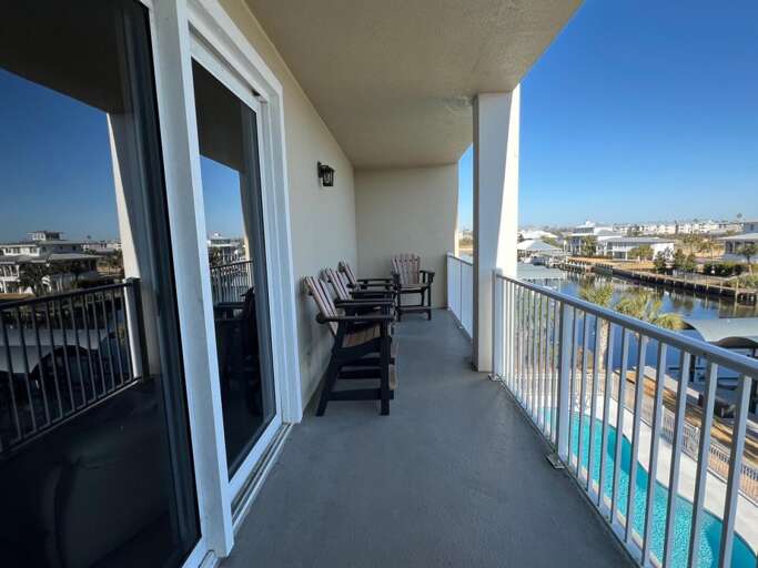 Private Balcony overlooking Pool and Canal