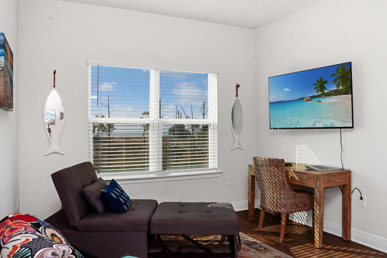 Upstairs Sitting Area with TV and Beach View