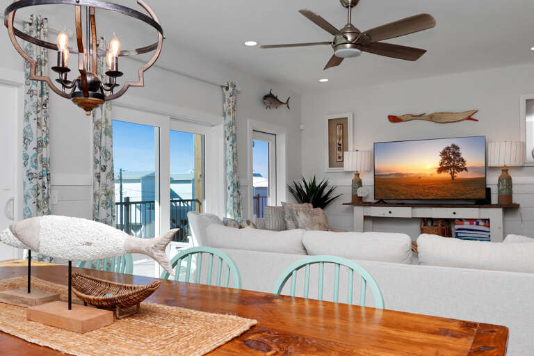 Dining Area and Living Room with Deck