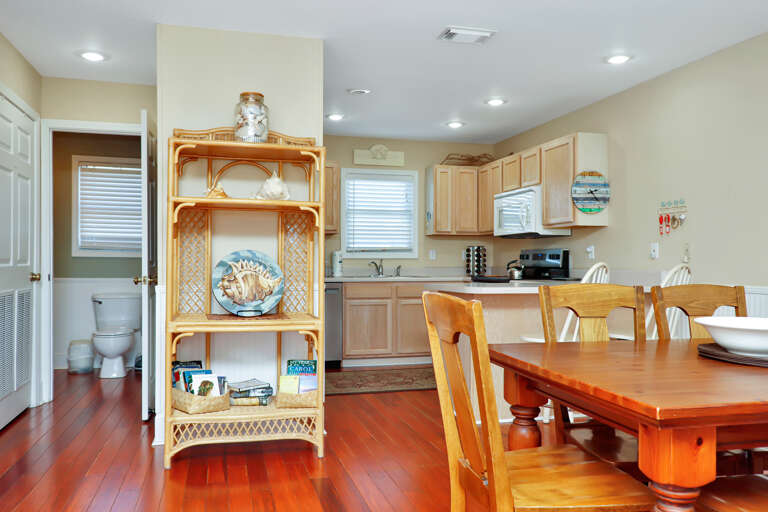Dining Area, Kitchen and Half Bathroom