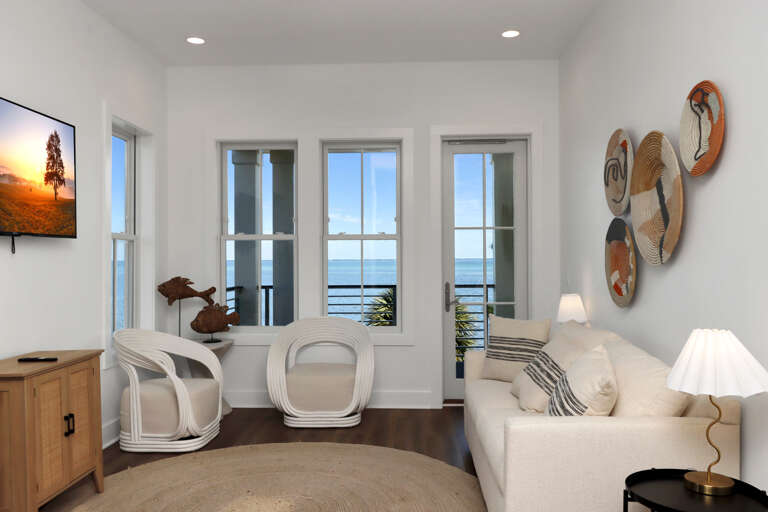 Bay Front Sitting Area with Sleeper Sofa