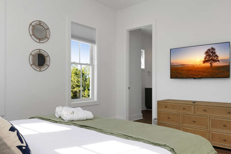Bedroom 3  with TV and Master Bathroom
