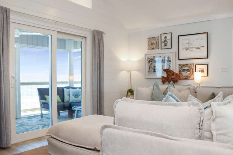 Living Room with Beach Front Screened Deck