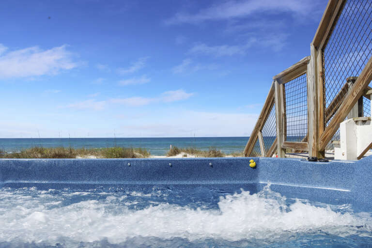Swim Spa at Foot of Deck Stairs