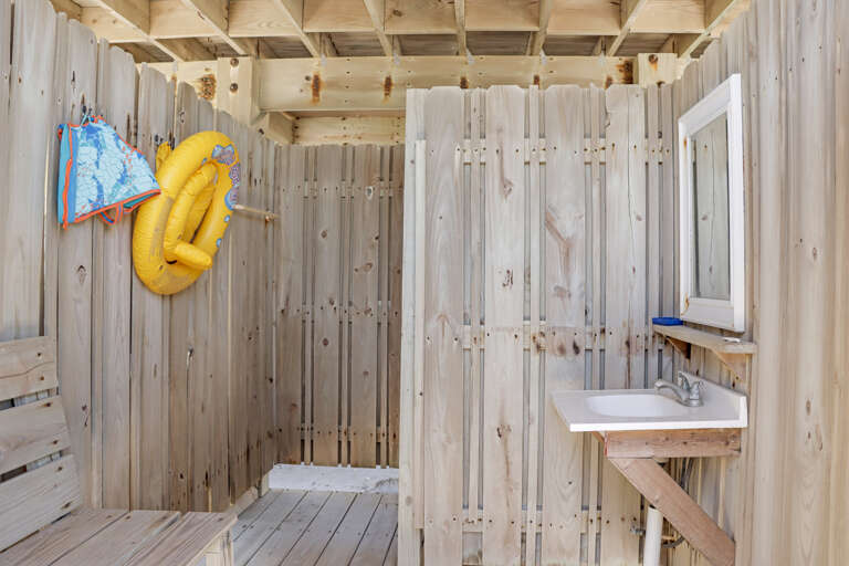 Outdoor Shower with Sink and Dressing Area