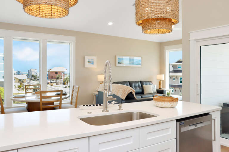 Kitchen, Dining Area and Living Room