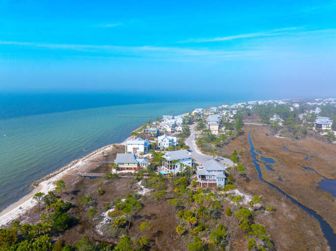 Aerial view of Barefoot Cottage
