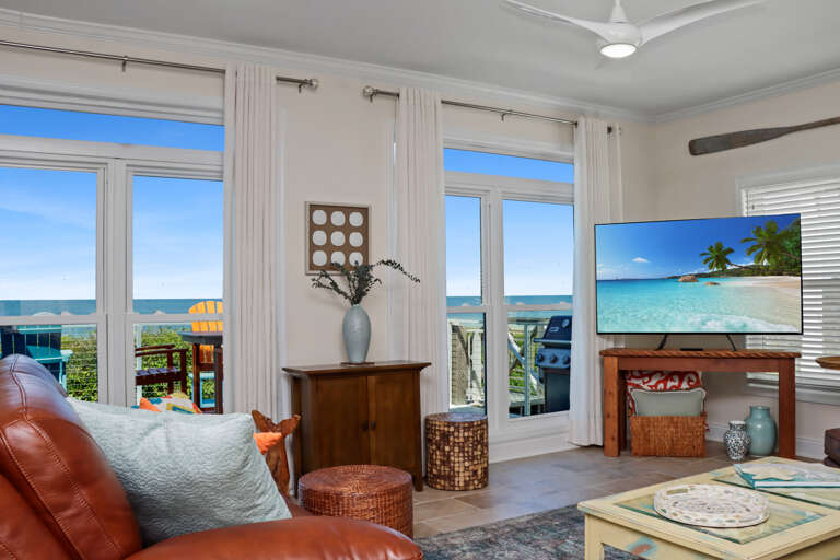 Beach Front Living Room with TV