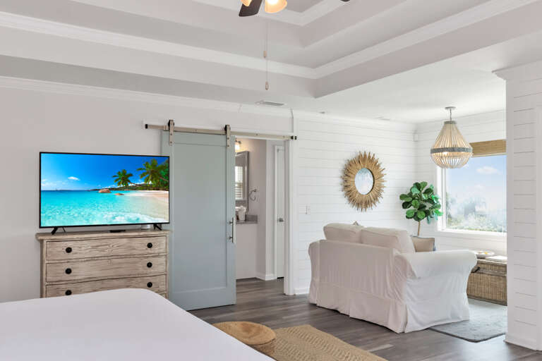 Bedroom 4 with TV and Master Bath
