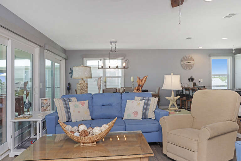 Beach Front Living Room and Dining Area